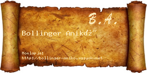 Bollinger Anikó névjegykártya